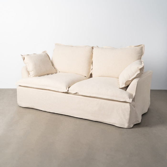 Canapea bej cu 2 locuri tapitată din stofă naturală [11]