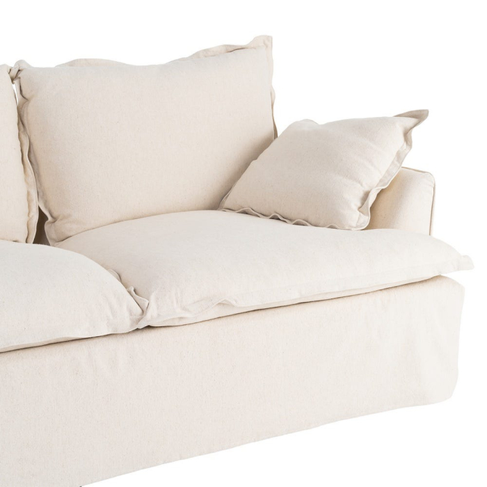 Canapea bej cu 2 locuri tapitată din stofă naturală [5]