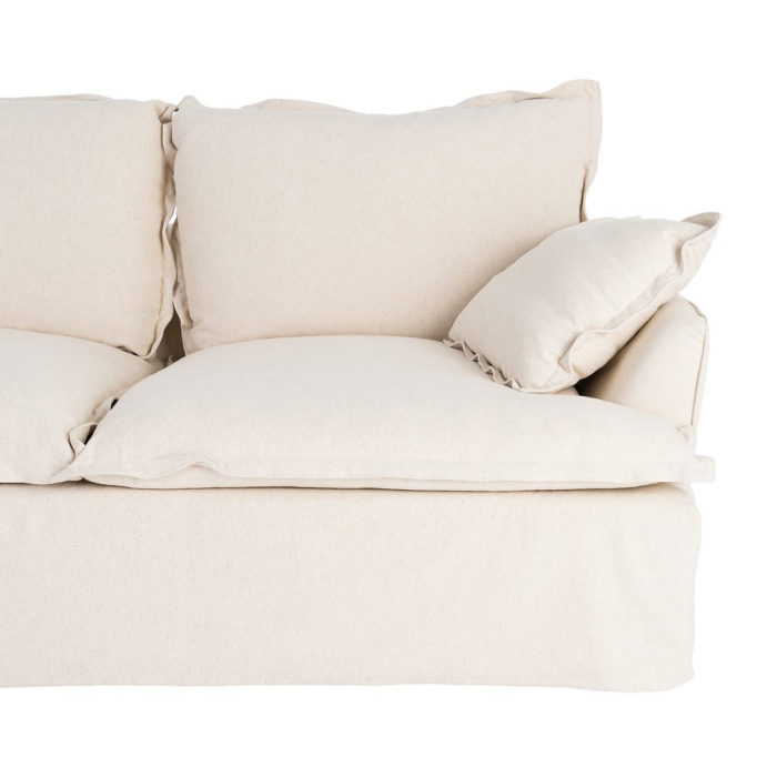 Canapea bej cu 2 locuri tapitată din stofă naturală [8]