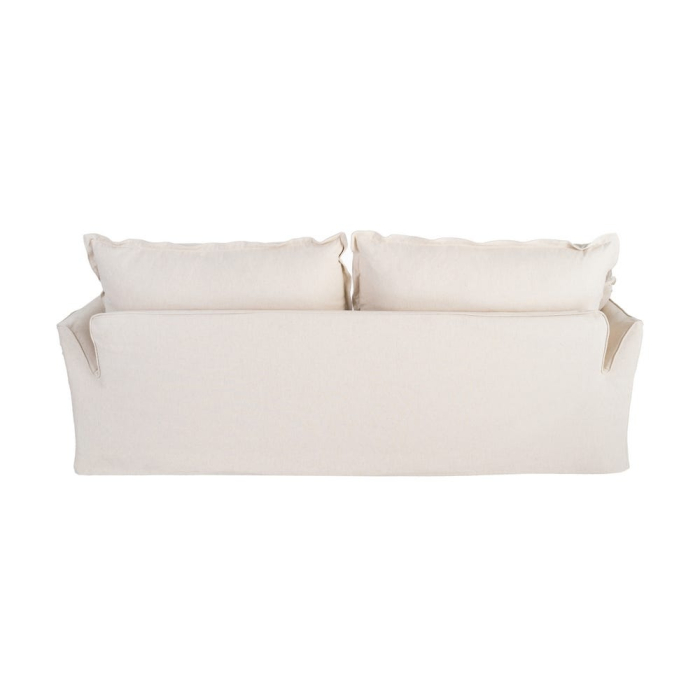 Canapea bej cu 3 locuri tapitată din stofă naturală [5]