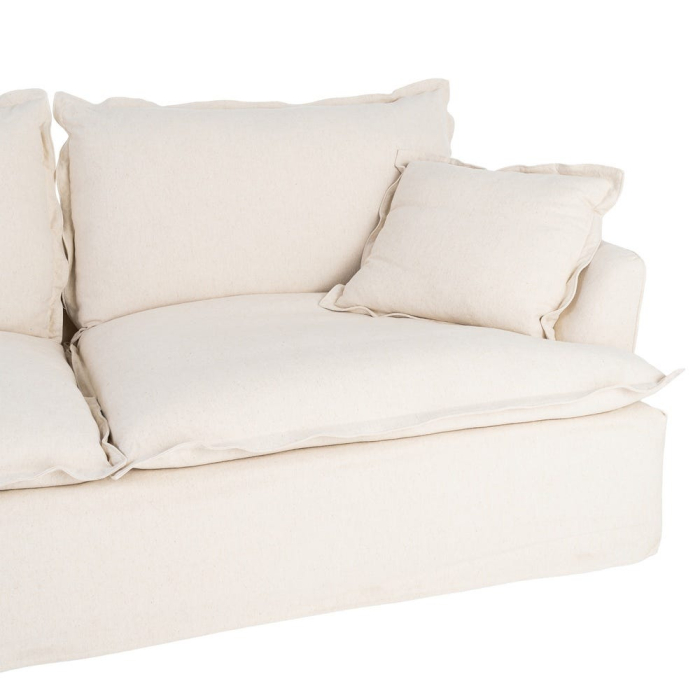 Canapea bej cu 3 locuri tapitată din stofă naturală [6]