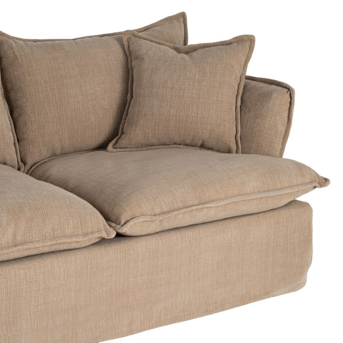 Canapea bej închis cu 2 locuri tapitată din stofă [5]