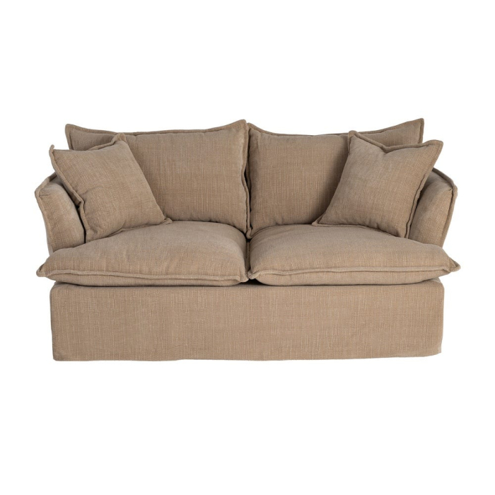 Canapea bej închis cu 2 locuri tapitată din stofă [3]