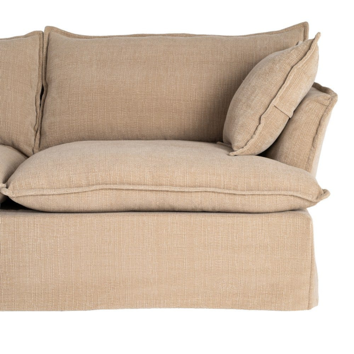 Canapea bej închis cu 3 locuri tapitată din stofă [7]