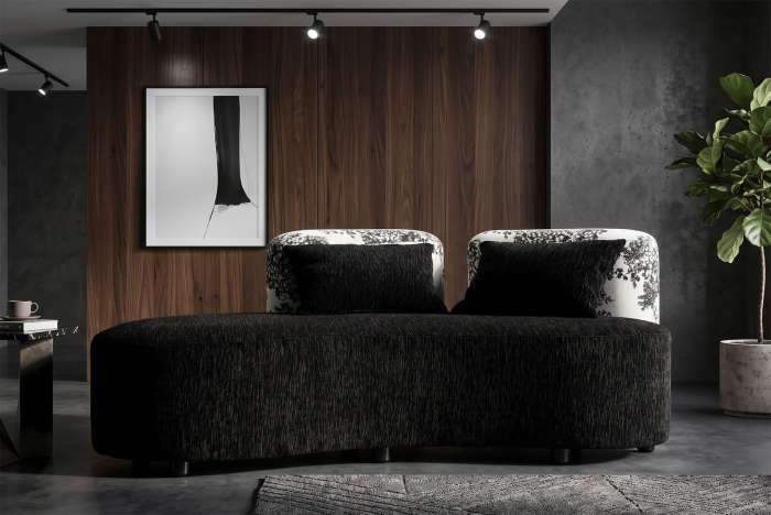Canapea chaise longue în stil oriental negru și alb [10]
