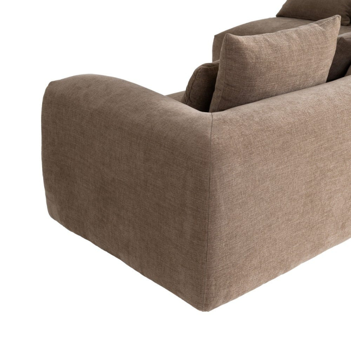 Canapea colțar bej din stofă cu șezlong stânga și structură amplă [10]