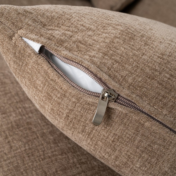 Canapea colțar bej din stofă cu șezlong stânga și structură amplă [9]