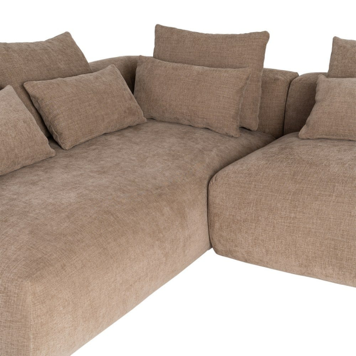 Canapea colțar bej din stofă cu șezlong stânga și structură amplă [7]