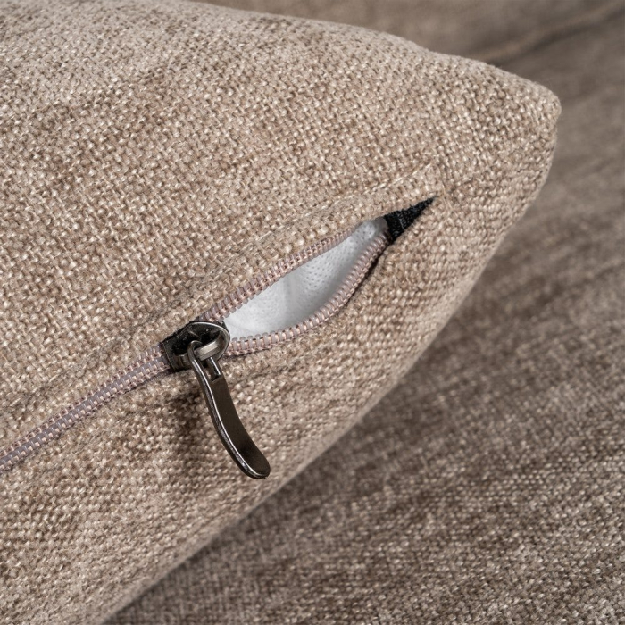 Canapea colțar maro deschis din stofă cu șezlong reversibil [7]