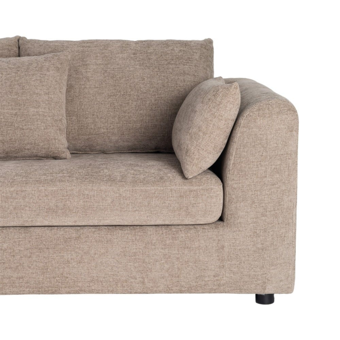 Canapea colțar maro deschis din stofă cu șezlong reversibil [8]