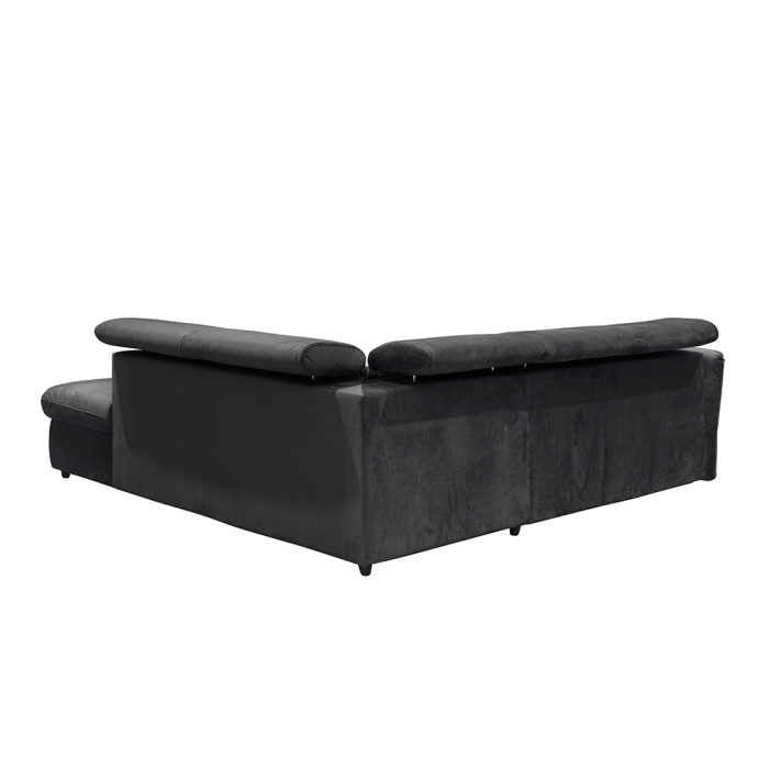 Canapea colțar extensibilă dreapta cu ladă depozitare din chenille gri cărbune Easy Clean MONSERAT [9]