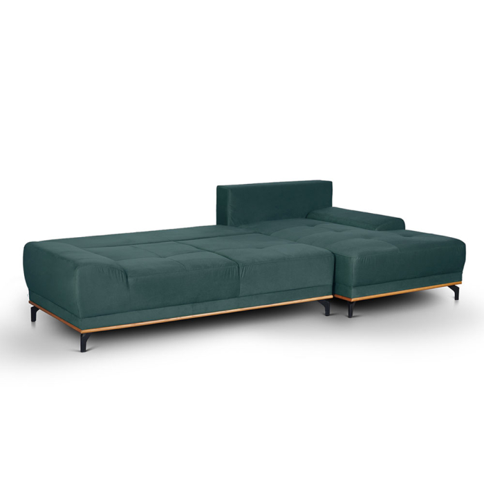 Canapea colțar extensibilă dreapta cu ladă depozitare din chenille verde petrol prăfuit Easy Clean NATURA [4]