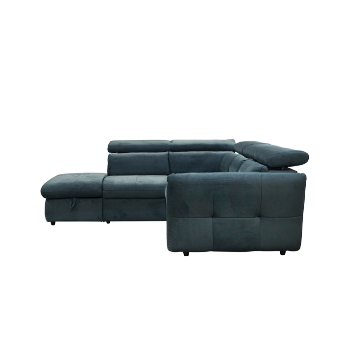 Canapea colțar extensibilă stânga cu ladă depozitare din chenille petrol Easy Clean MONSERAT [8]