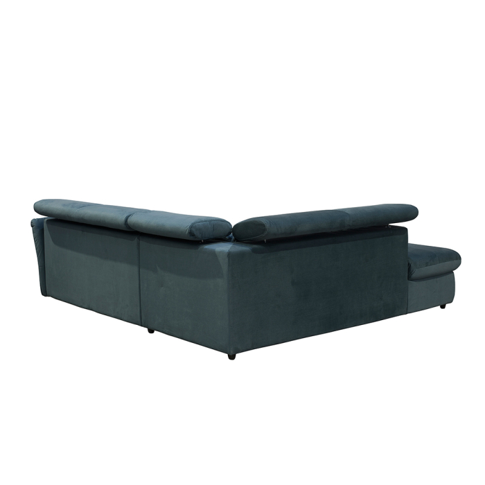 Canapea colțar extensibilă stânga cu ladă depozitare din chenille petrol Easy Clean MONSERAT [9]