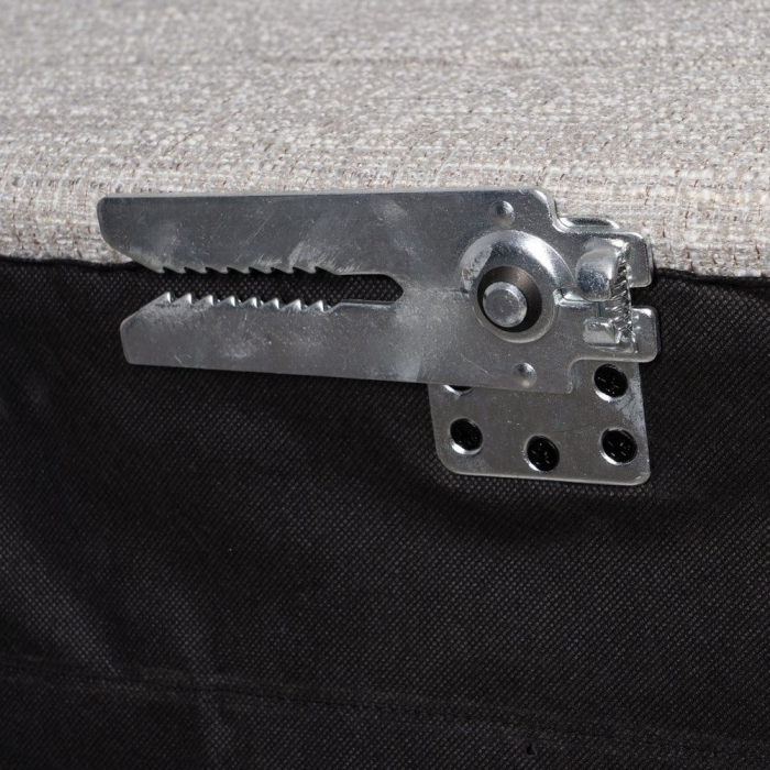 Canapea colțar gri din stofă și lemn [10]