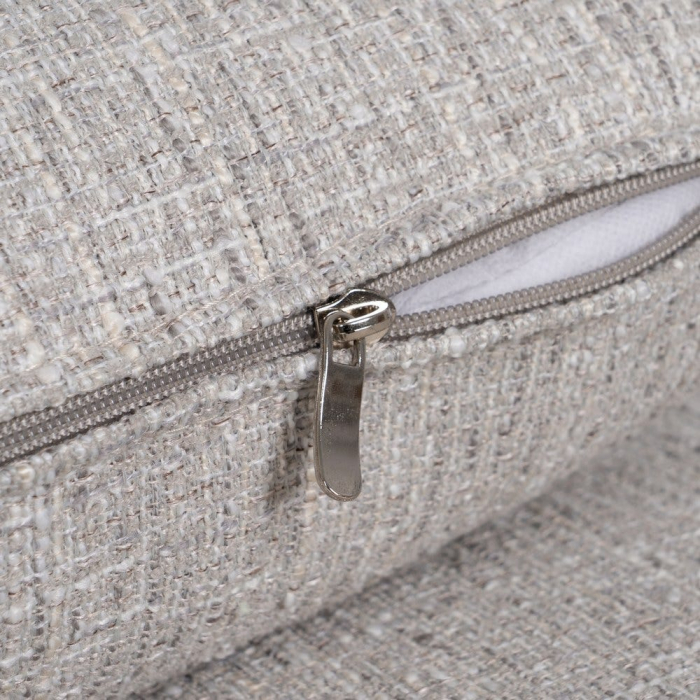 Canapea colțar gri din stofă și lemn [12]