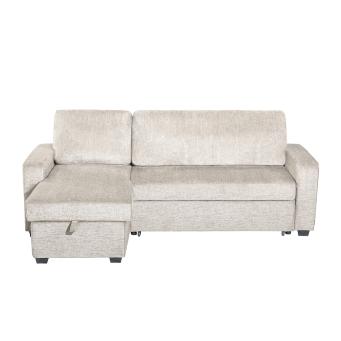 Canapea colțar reversibil extensibilă din stofă chenille albă [3]
