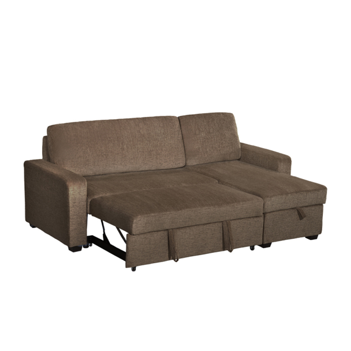 Canapea colțar reversibil extensibilă din stofă chenille maro [2]