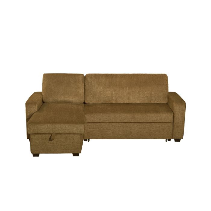 Canapea colțar reversibil extensibilă din stofă chenille mustar [3]