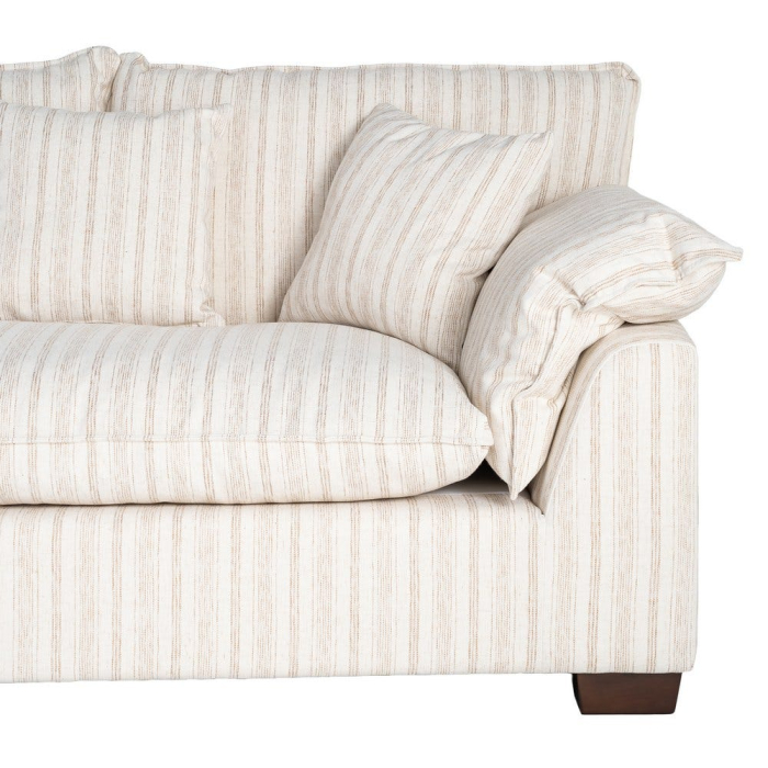 Canapea crem cu 2 locuri tapitată din stofă cu dungi fine [9]