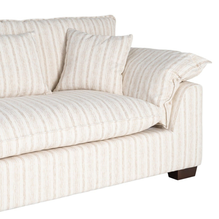 Canapea crem cu 2 locuri tapitată din stofă cu dungi fine [6]