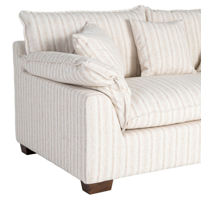 Canapea crem cu 2 locuri tapitată din stofă cu dungi fine [7]