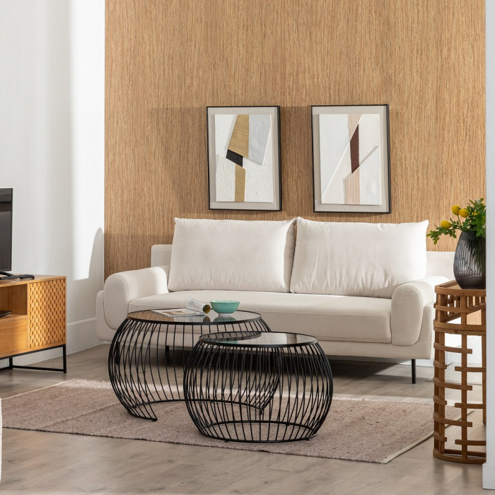 Canapea crem 3 locuri moderna [2]