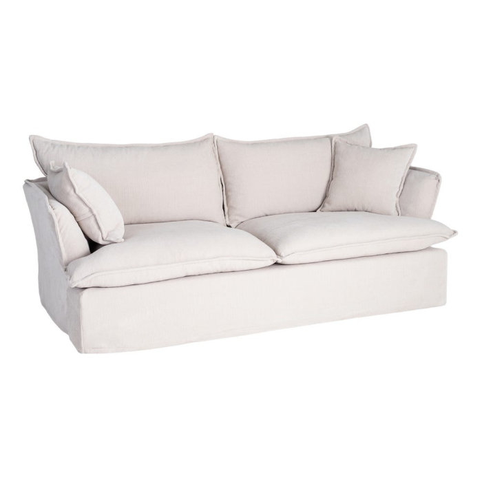 Canapea crem cu 3 locuri tapitată din stofă [2]