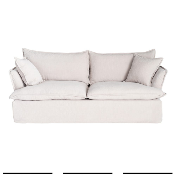 Canapea crem cu 3 locuri tapitată din stofă [3]