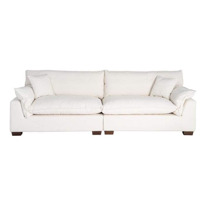 Canapea crem cu 4 locuri tapitată din stofă [4]