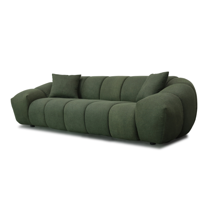 Canapea de 3 locuri din stofă buclé verde [4]