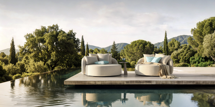 Canapea de exterior bej din polipropilena si aluminiu Vitznau 157x157x74 cm [2]