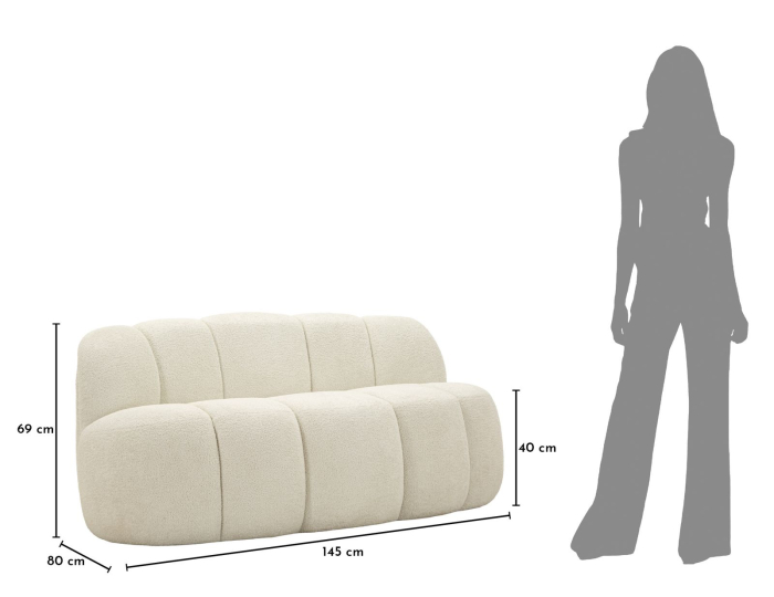 Canapea doua locuri rotunjita tapitata stofa alba 145 cm [10]