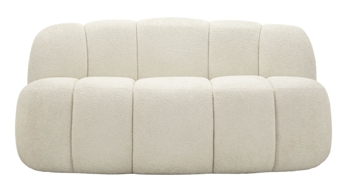 Canapea doua locuri rotunjita tapitata stofa alba 145 cm [2]