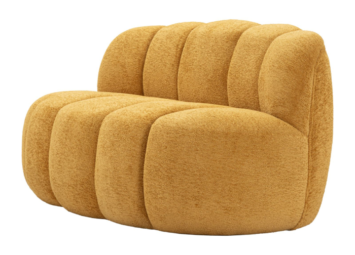 Canapea doua locuri rotunjita tapitata stofa mustar 145 cm [3]