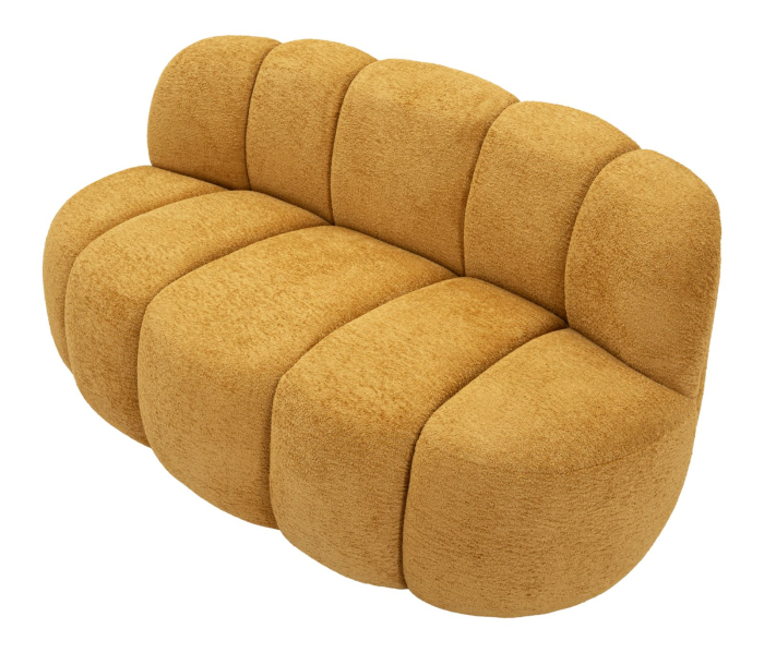 Canapea doua locuri rotunjita tapitata stofa mustar 145 cm [4]