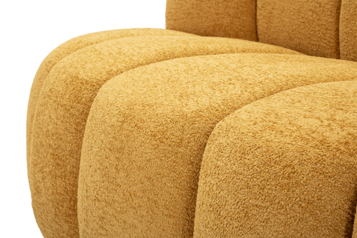 Canapea doua locuri rotunjita tapitata stofa mustar 145 cm [7]