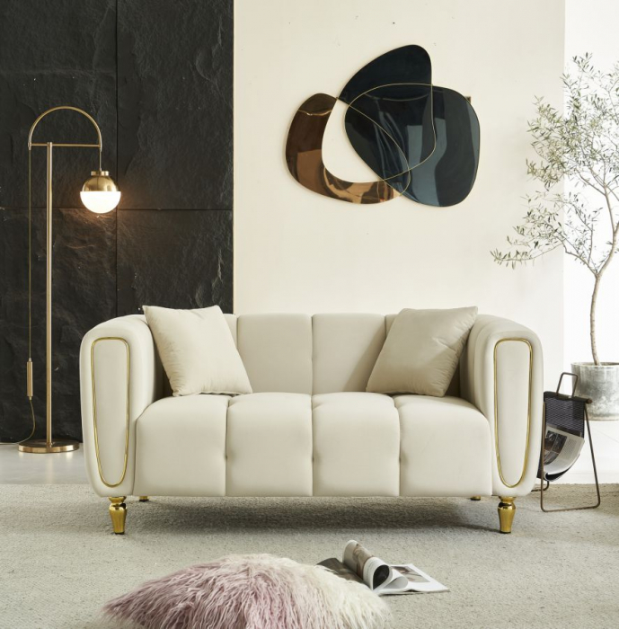 Canapea Glamour Eleganta | Picioare Aurii | CreativDeco [2]