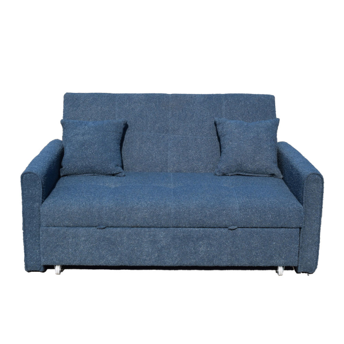 Canapea extensibilă 2 locuri cu tapițerie bouclé albastră DUAL [3]