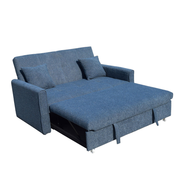 Canapea extensibilă 2 locuri cu tapițerie bouclé albastră DUAL [2]