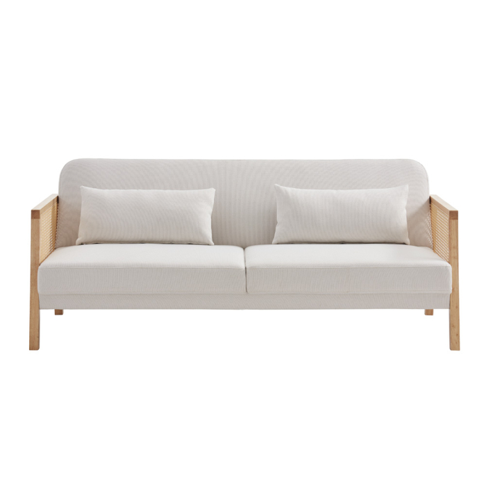 Canapea extensibilă 3 locuri off white cu ratan Ammos [4]