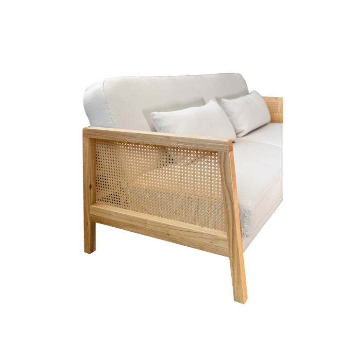 Canapea extensibilă 3 locuri off white cu ratan Ammos [6]