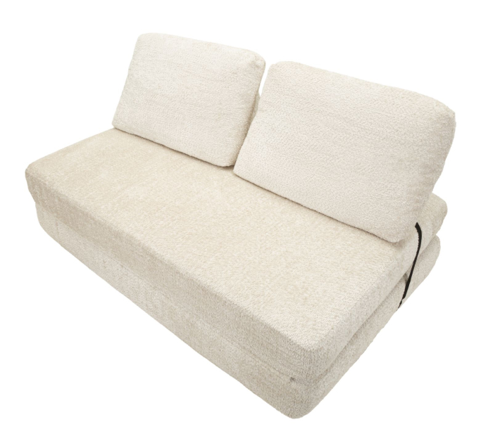 Canapea extensibila alba stofa boucle 150 cm [4]