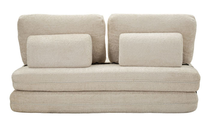 Canapea extensibila alba stofa boucle 150 cm [11]