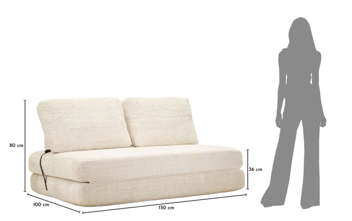 Canapea extensibila alba stofa boucle 150 cm [13]