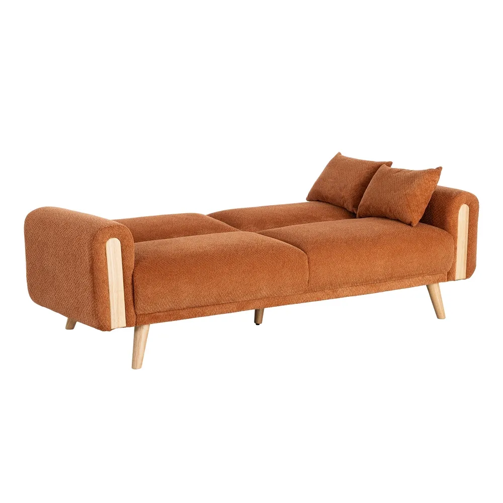 Canapea extensibilă cărămiziu teracotă din stofă cu design modern [13]