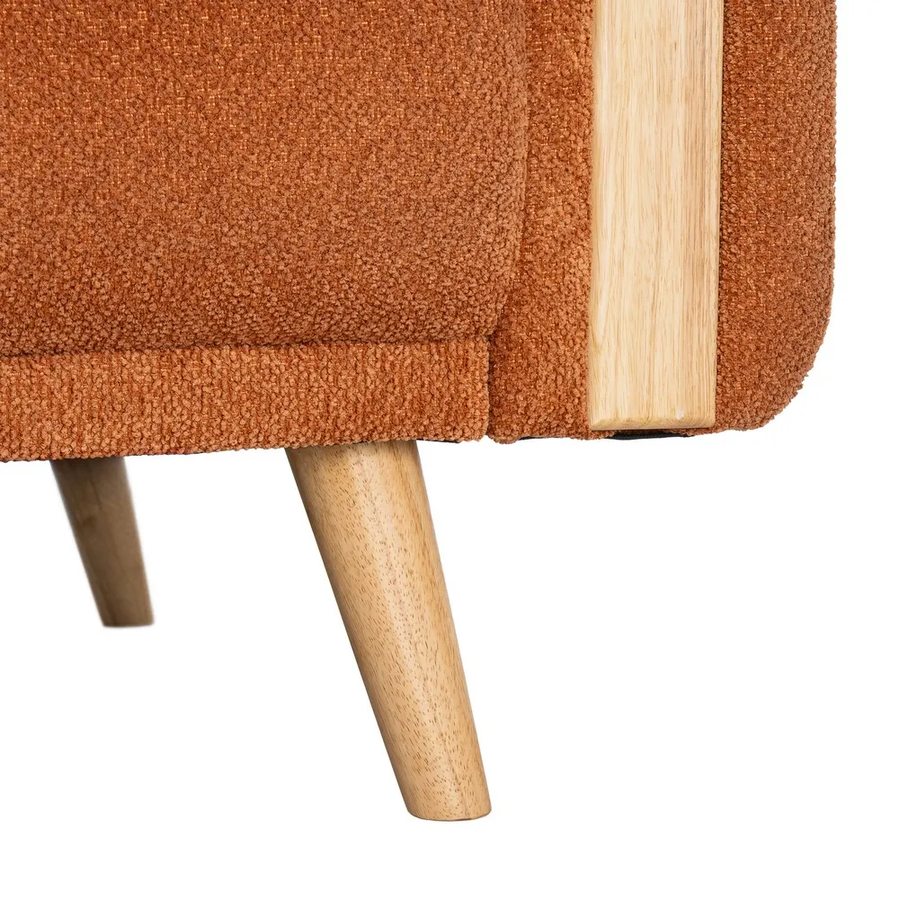 Canapea extensibilă cărămiziu teracotă din stofă cu design modern [3]