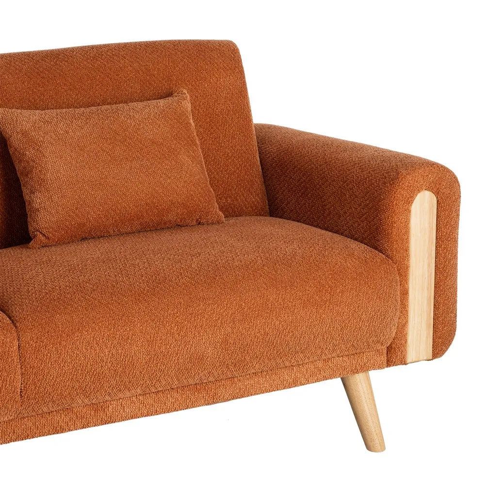 Canapea extensibilă cărămiziu teracotă din stofă cu design modern [6]