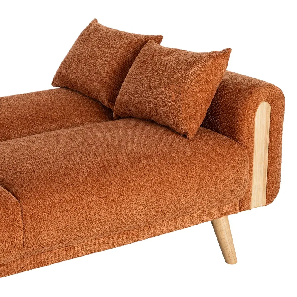 Canapea extensibilă cărămiziu teracotă din stofă cu design modern [5]