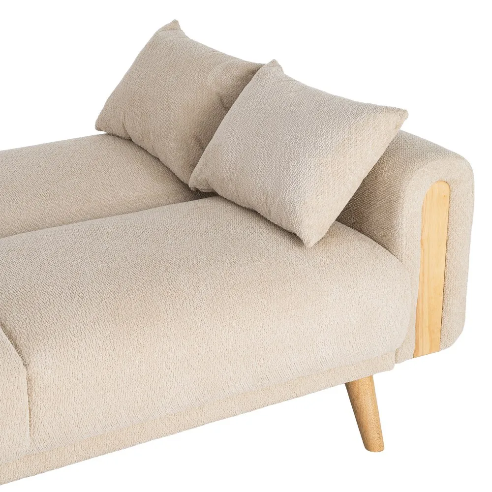 Canapea extensibilă crem din stofă cu design modern [11]